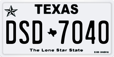 TX license plate DSD7040