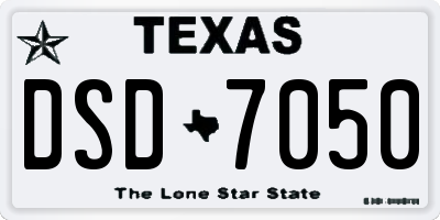 TX license plate DSD7050