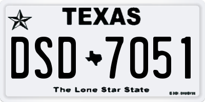 TX license plate DSD7051