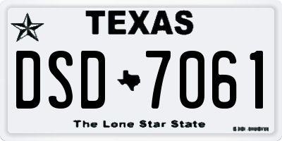 TX license plate DSD7061