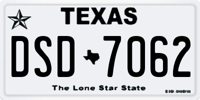 TX license plate DSD7062