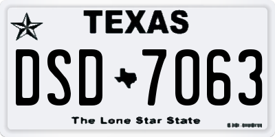 TX license plate DSD7063