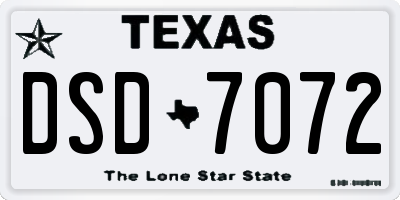 TX license plate DSD7072