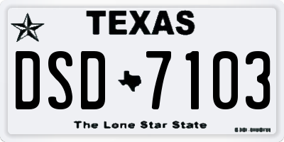 TX license plate DSD7103