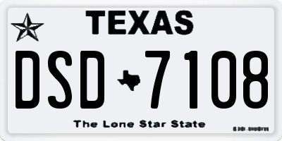 TX license plate DSD7108