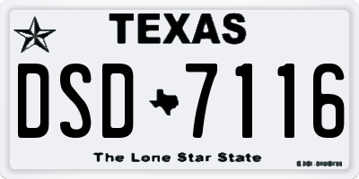 TX license plate DSD7116