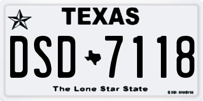 TX license plate DSD7118