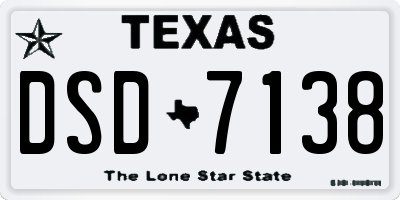 TX license plate DSD7138