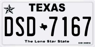TX license plate DSD7167