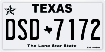 TX license plate DSD7172