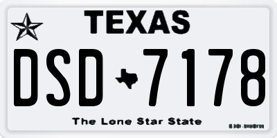 TX license plate DSD7178