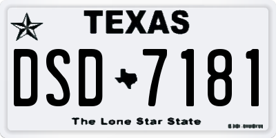 TX license plate DSD7181