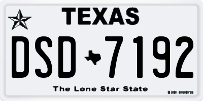 TX license plate DSD7192