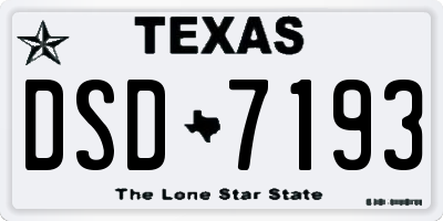 TX license plate DSD7193