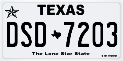 TX license plate DSD7203