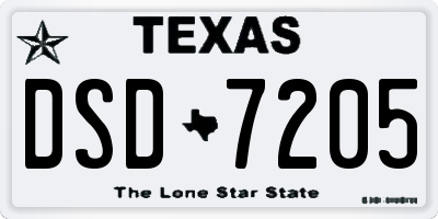 TX license plate DSD7205