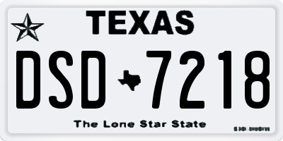 TX license plate DSD7218