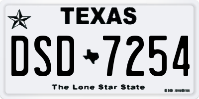TX license plate DSD7254