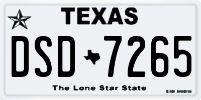 TX license plate DSD7265
