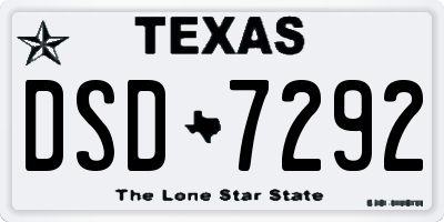 TX license plate DSD7292