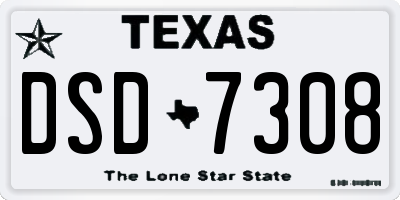 TX license plate DSD7308