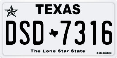 TX license plate DSD7316