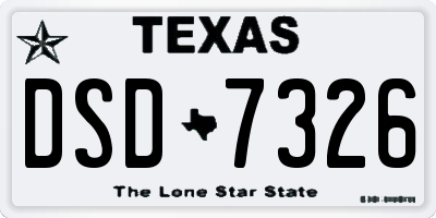 TX license plate DSD7326