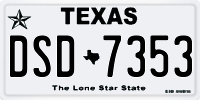 TX license plate DSD7353