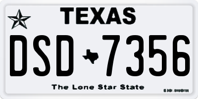 TX license plate DSD7356