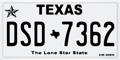 TX license plate DSD7362
