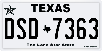 TX license plate DSD7363