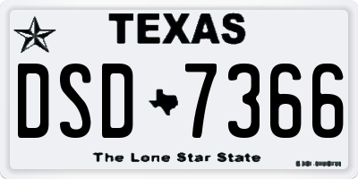 TX license plate DSD7366