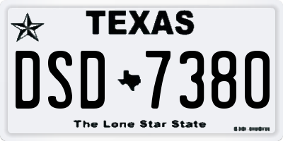 TX license plate DSD7380