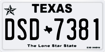 TX license plate DSD7381