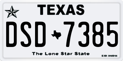 TX license plate DSD7385