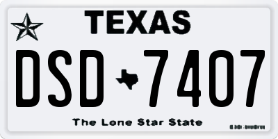 TX license plate DSD7407
