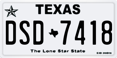 TX license plate DSD7418