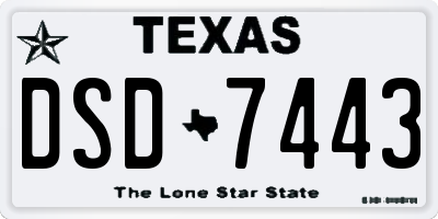 TX license plate DSD7443