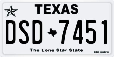 TX license plate DSD7451