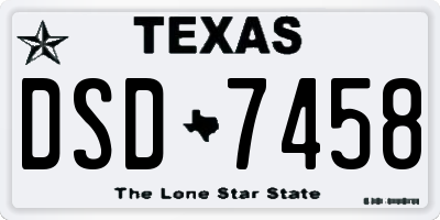 TX license plate DSD7458