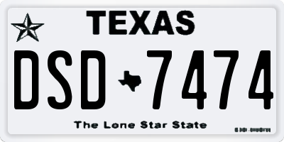 TX license plate DSD7474