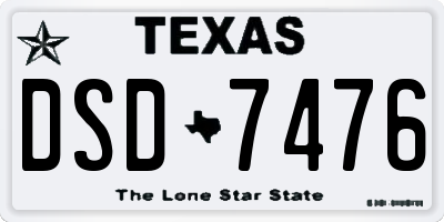 TX license plate DSD7476