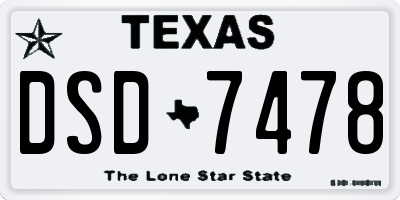 TX license plate DSD7478