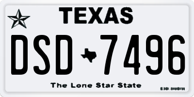 TX license plate DSD7496