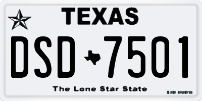 TX license plate DSD7501