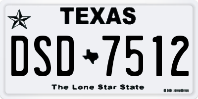 TX license plate DSD7512