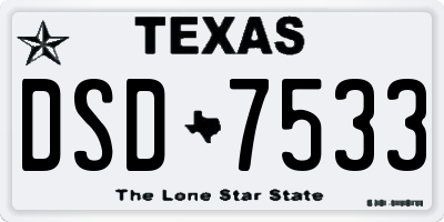 TX license plate DSD7533