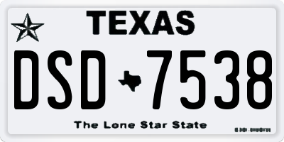 TX license plate DSD7538