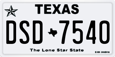 TX license plate DSD7540