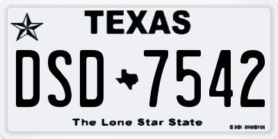 TX license plate DSD7542